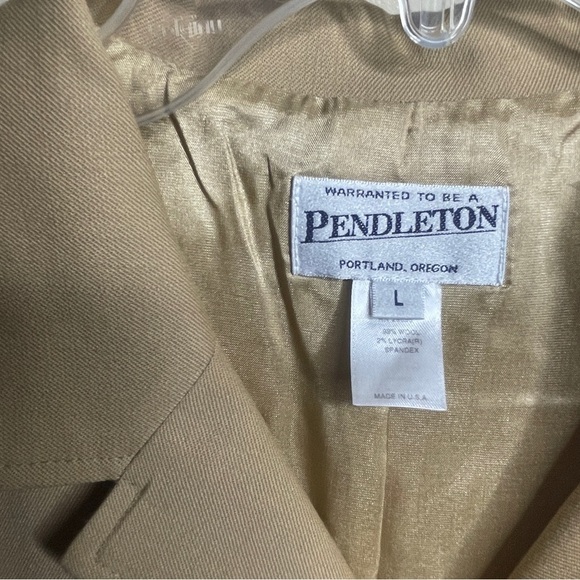 Pendleton Vintage Tan Button Down Wool Blend Blazer Jacket Women's Large - Picture 4 of 8